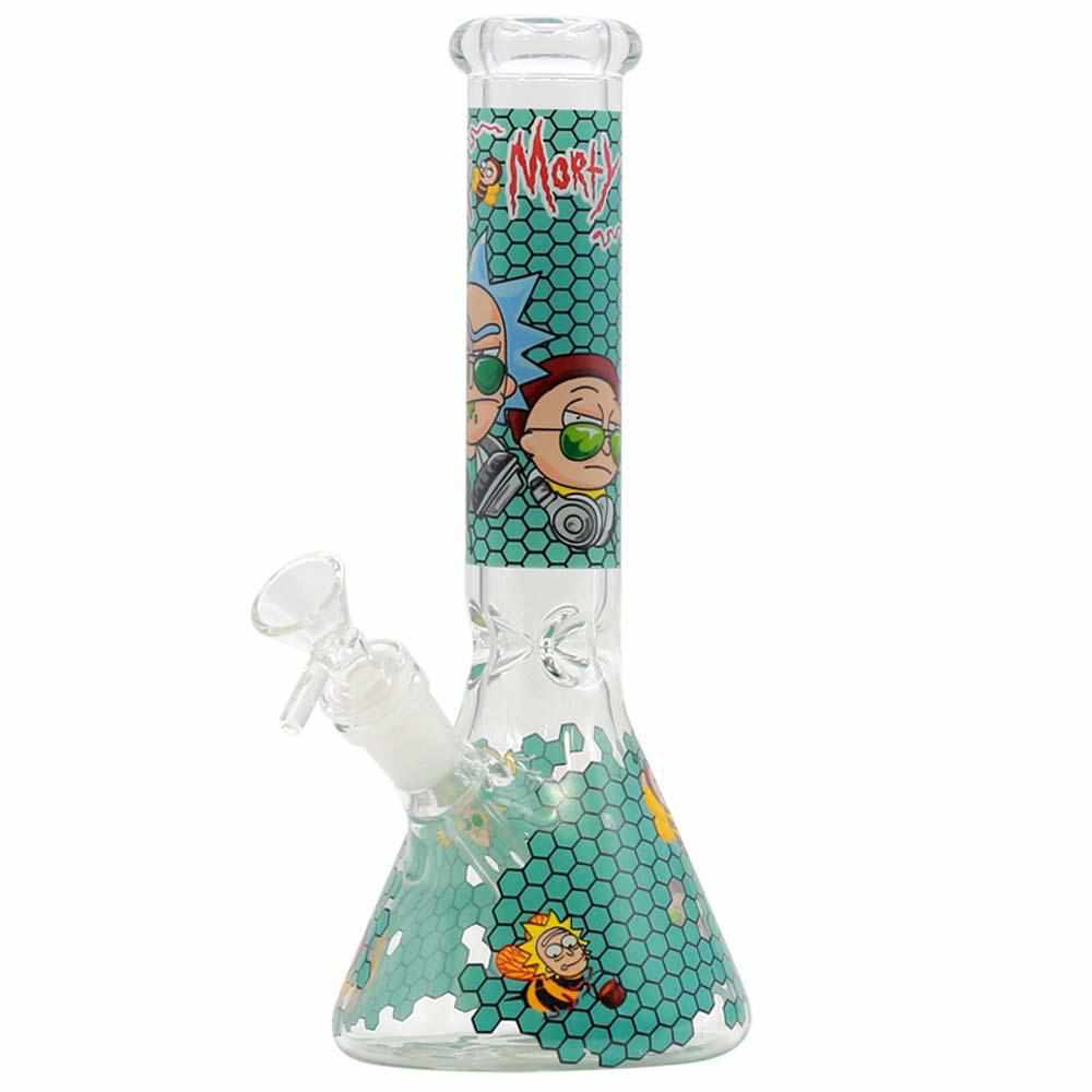 SKLENĚNÝ BONG RICK AND MORTY 25 CM - MODRÝ
