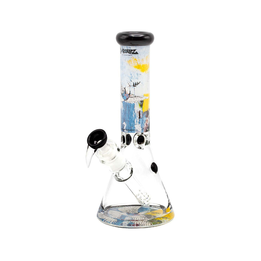 SKLENĚNÝ BONG BANKSY'S GRAFFITI ARMOURED DOVE 35 CM