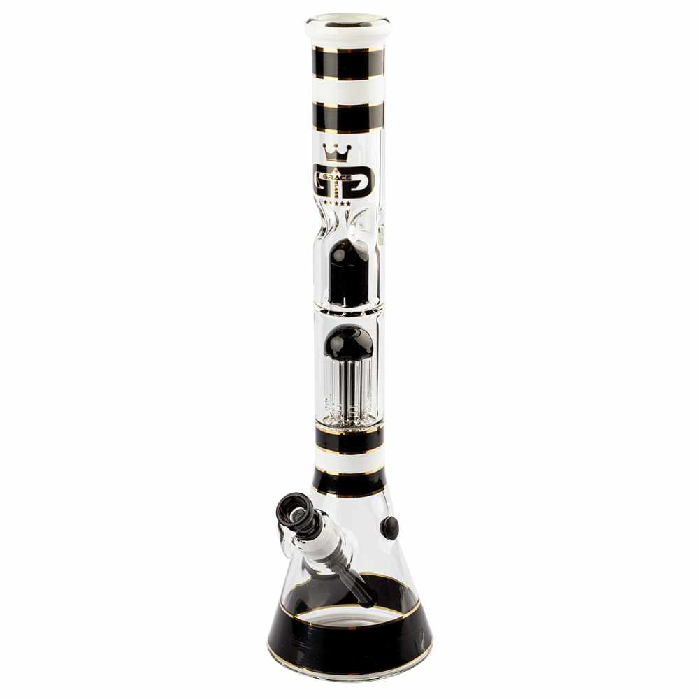 SKLENĚNÝ BONG GRACE GLASS GOLDEN LINE ČERNÝ 46 CM