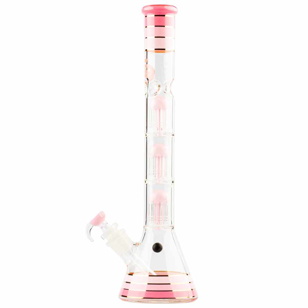 SKLENĚNÝ BONG GRACE GLASS GOLDEN LINE PINK 48 CM