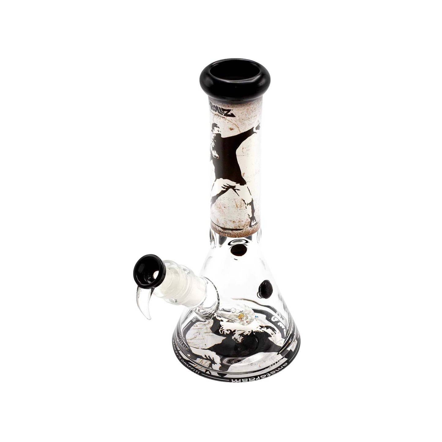 SKLENĚNÝ BONG BANKSY'S GRAFFITI FLOWER THROWER 35 CM