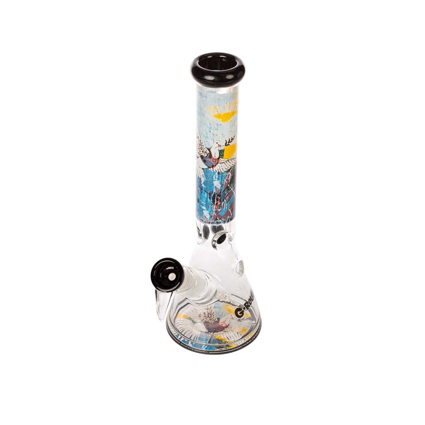SKLENĚNÝ BONG BANKSY'S GRAFFITI BULLETPROOF DOVE 29 CM