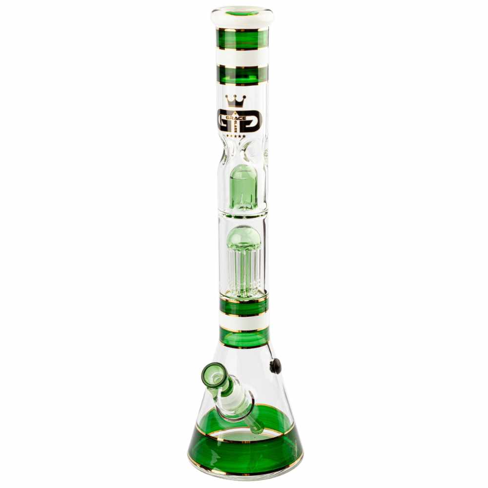 SKLENĚNÝ BONG GRACE GLASS GOLDEN LINE ZELENÝ 46 CM