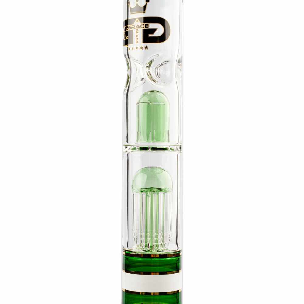 SKLENĚNÝ BONG GRACE GLASS GOLDEN LINE ZELENÝ 46 CM