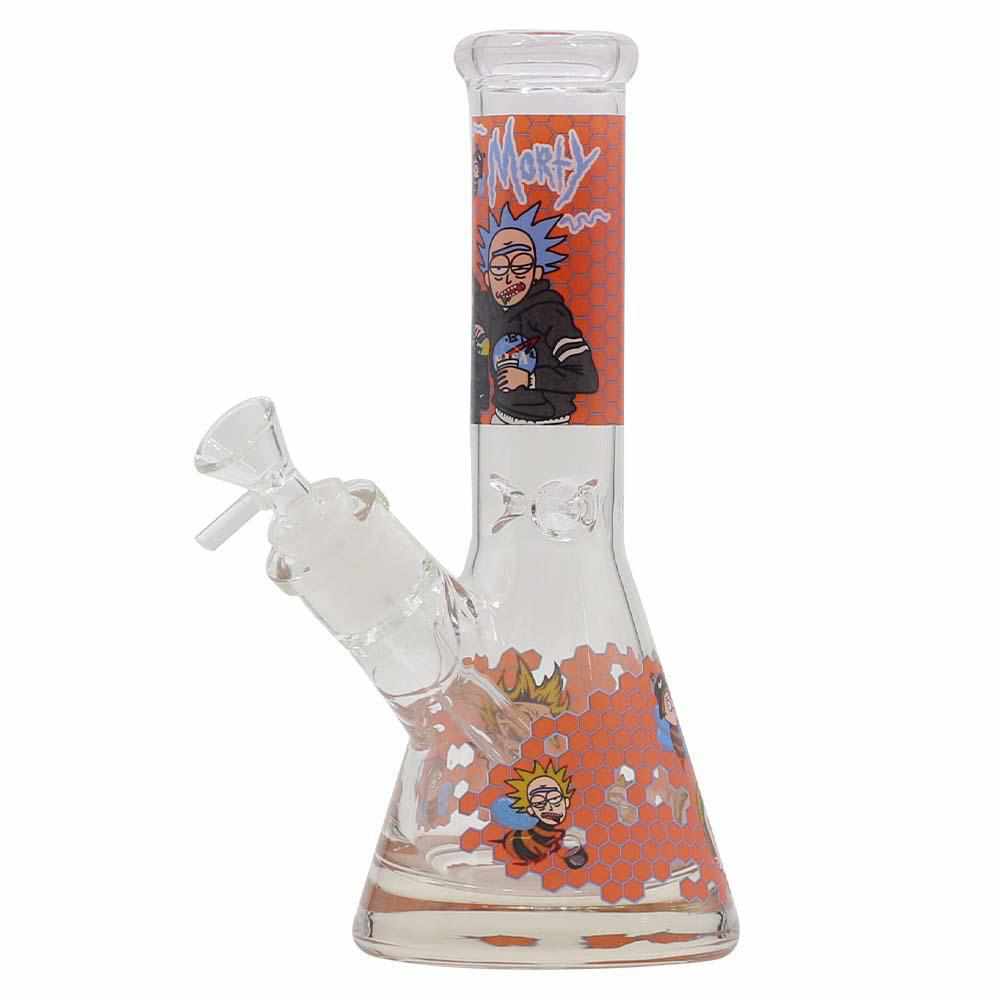 SKLENĚNÝ BONG RICK AND MORTY 25 CM - ORANŽOVÝ