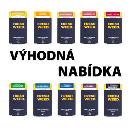 VÝHODNÝ BALÍČEK VŠECH PŘÍCHUTÍ THC-X CARTRIDGE - 10 KS