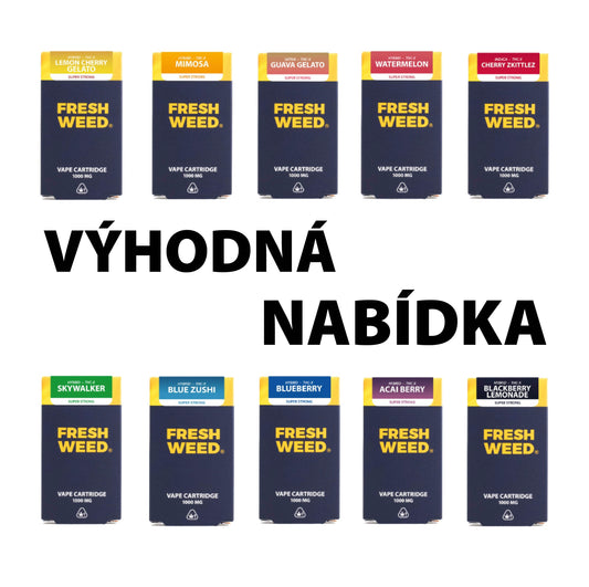 VÝHODNÝ BALÍČEK VŠECH PŘÍCHUTÍ THC-X CARTRIDGE - 10 KS
