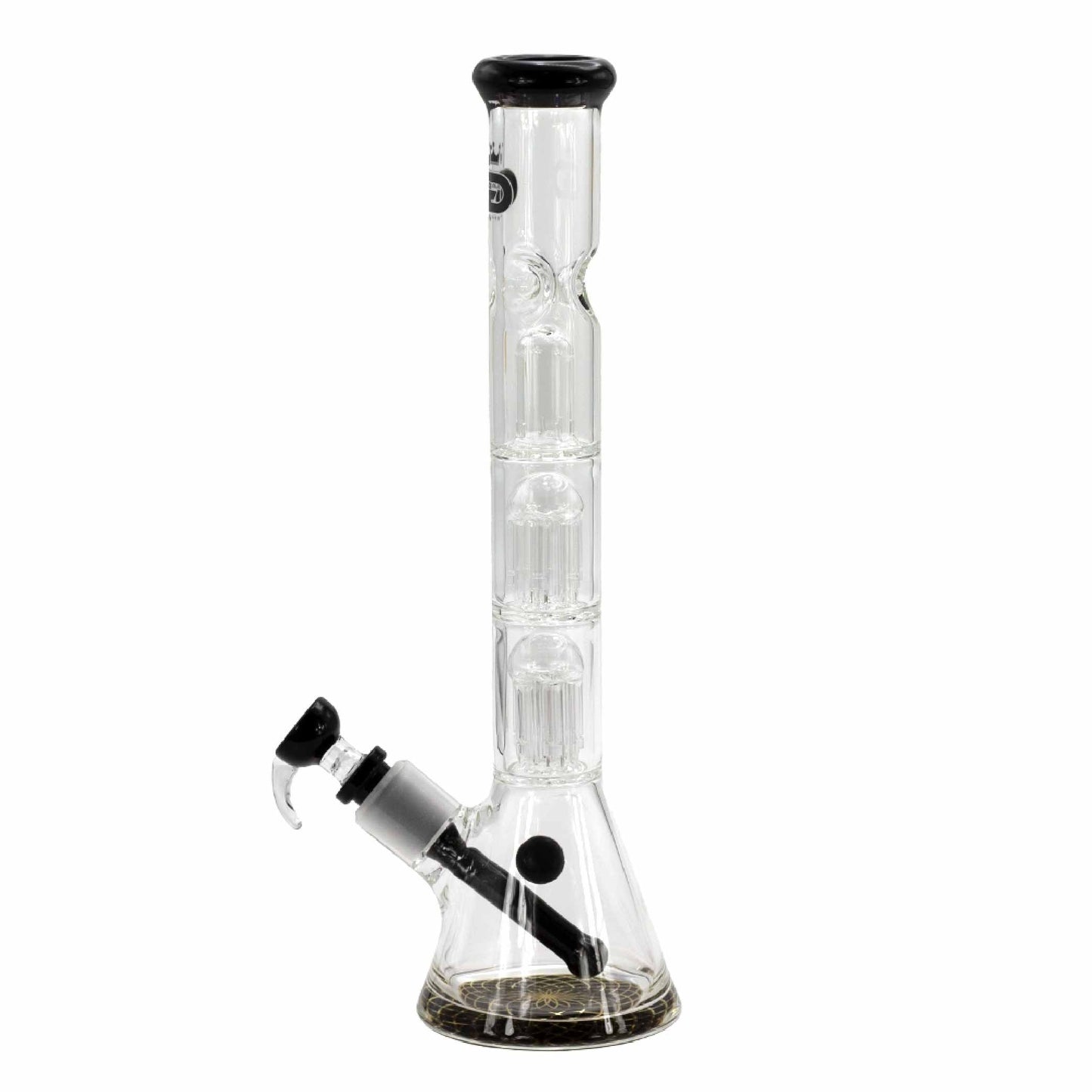 SKLENĚNÝ BONG GRACE GLASS TRIPLE TREE ČERNÝ 35 CM