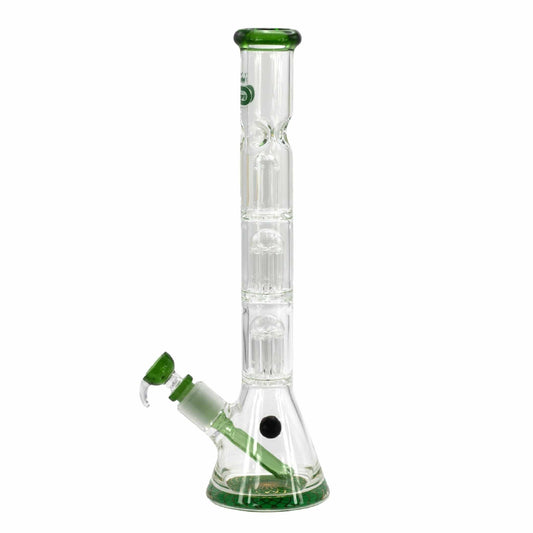 SKLENĚNÝ BONG GRACE GLASS TRIPLE TREE ZELENÝ 35 CM