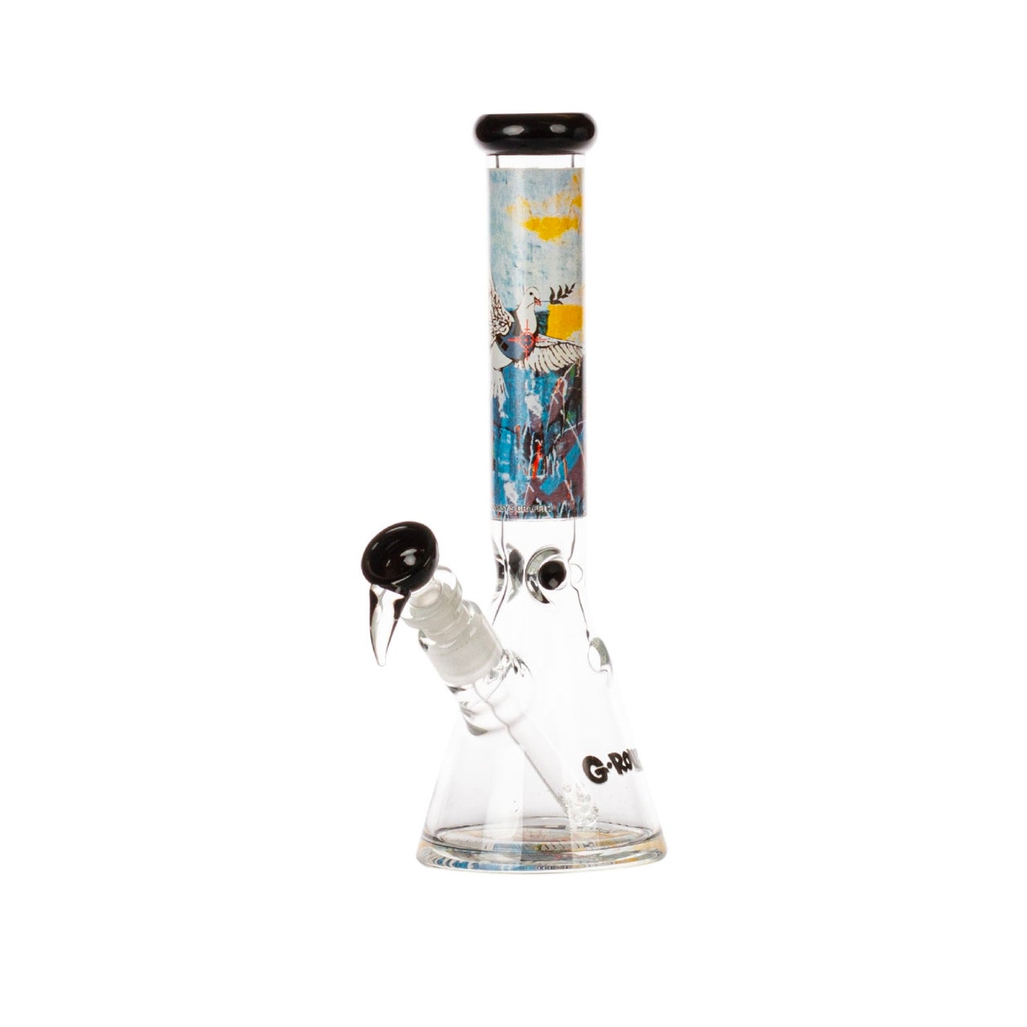 SKLENĚNÝ BONG BANKSY'S GRAFFITI BULLETPROOF DOVE 29 CM