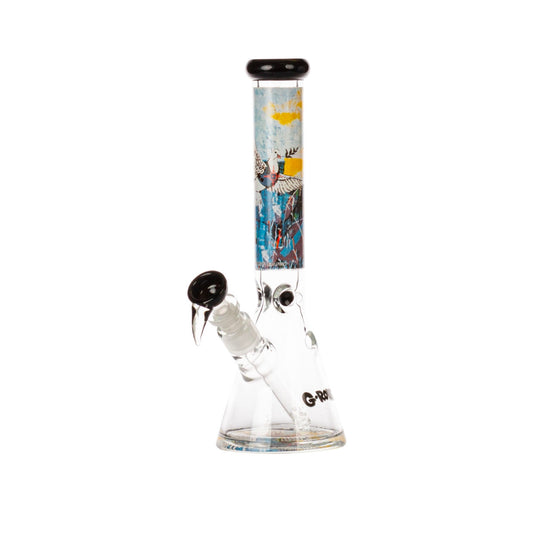 SKLENĚNÝ BONG BANKSY'S GRAFFITI BULLETPROOF DOVE 29 CM