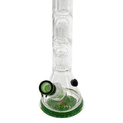 SKLENĚNÝ BONG GRACE GLASS TRIPLE TREE ZELENÝ 35 CM