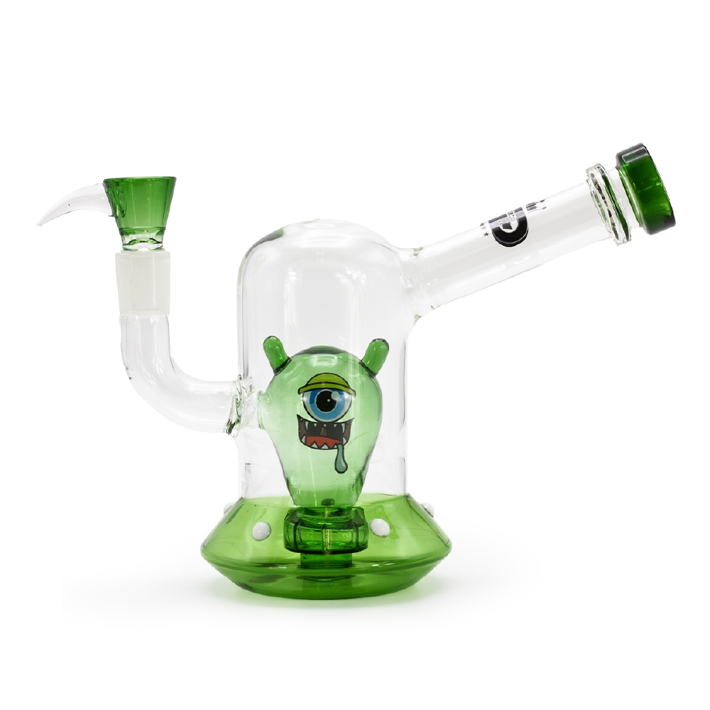SKLENĚNÝ BONG GRACE GLASS ALIEN SPACESHIP ZELENÝ 18 CM