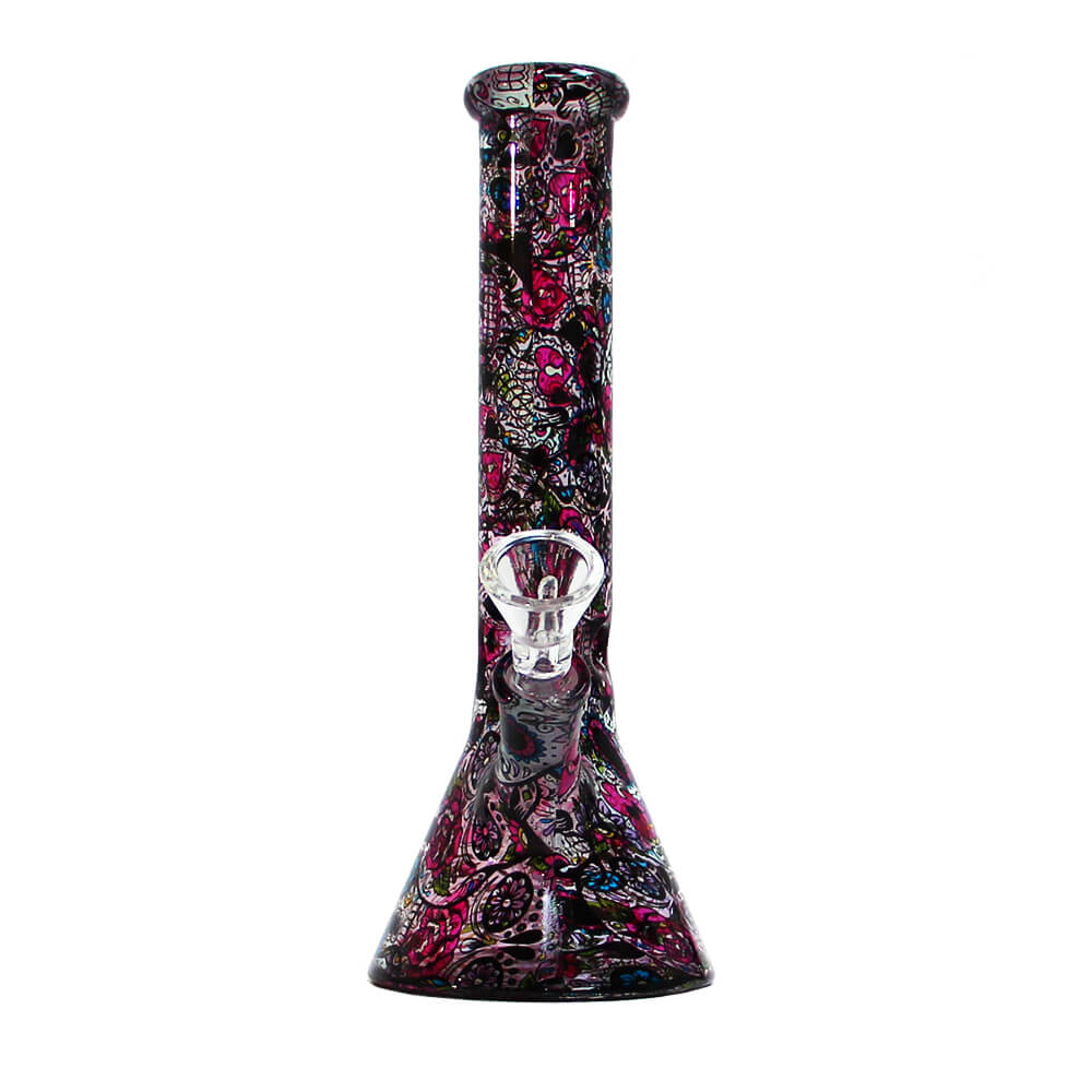 SKLENĚNÝ BONG BLACK SHEEP MEXICAN FLOWERS 26 CM