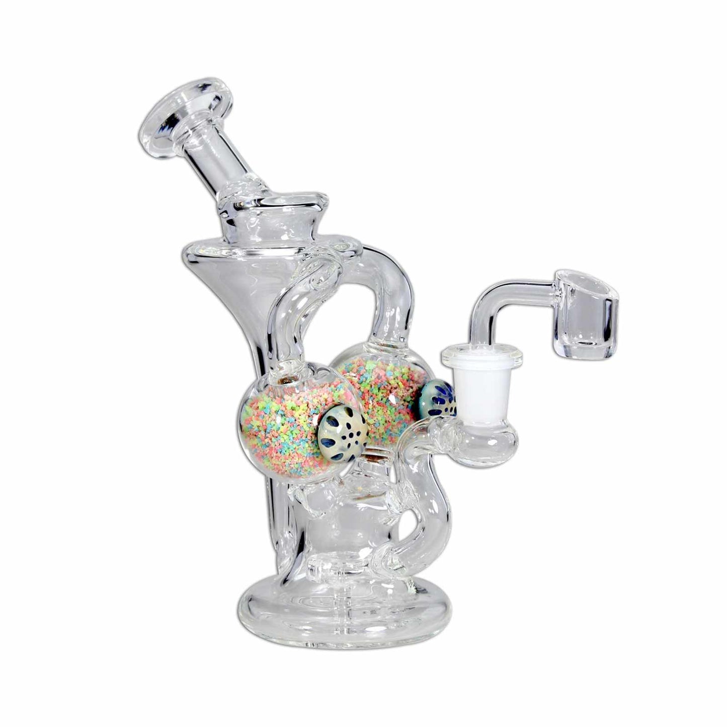 SKLENĚNÝ BONG BLACK LEAF SVÍTÍCÍ VE TMĚ 18 CM
