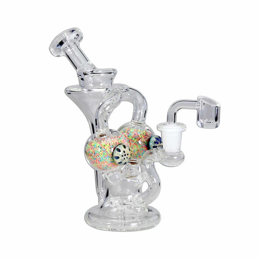 SKLENĚNÝ BONG BLACK LEAF SVÍTÍCÍ VE TMĚ 18 CM